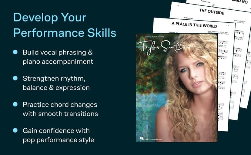 Taylor Swift Piano Vocal Guitar Songbook | Country Pop Sheet Music Arranged for Voice Piano Guitar | 11 Songs with Full Lyrics and Chords | Easy Pop Music Book for Beginners