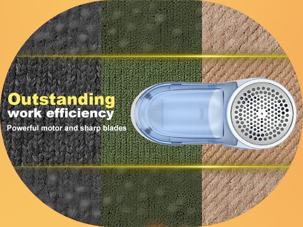 Fabric Shaver, Lint Remover for Clothes, Effectively and Quickly Remove Pills, Sweater Shaver with Stainless Steel 3-Leaf Blades and Safety Lock Protection.(Blue & White)