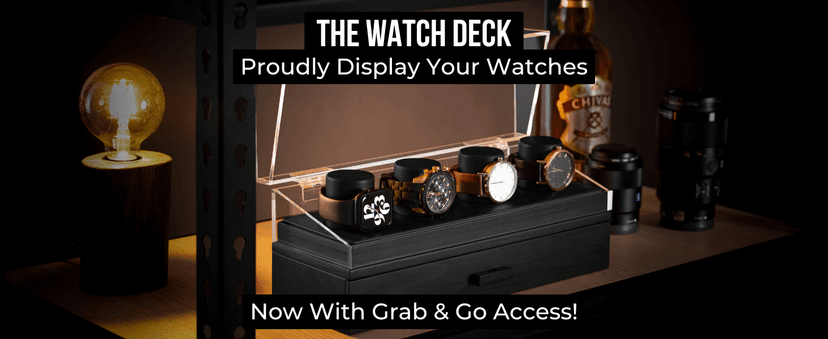 Holme & Hadfield Premium 4-Slot Wooden Watch Display Case – Handcrafted Men’s Watch Box with Accessory Drawer, Hinged Cover, Leather Lining – Birthday Gift for Collectors – Luxury Built to Last