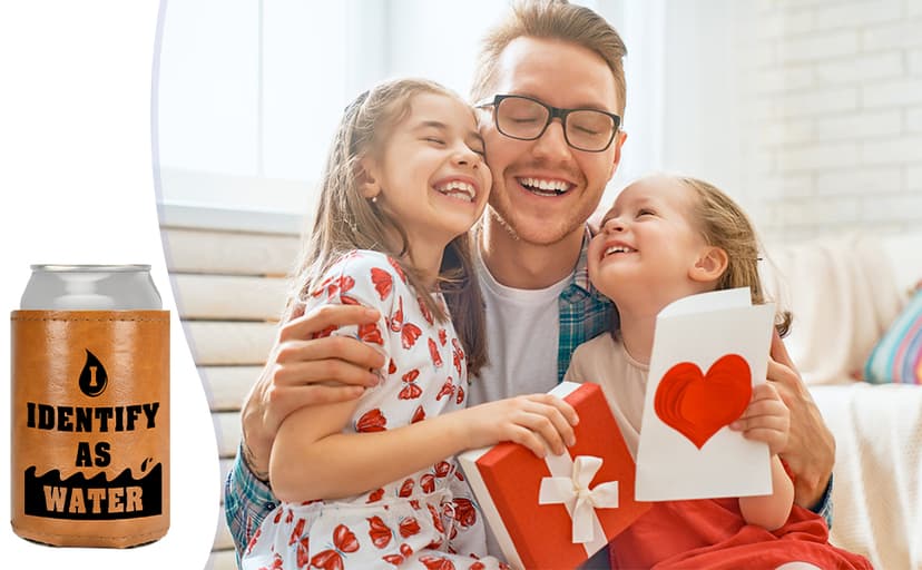 White Elephant Gifts for Adults Leather Can Cooler for Men Christmas Stocking Stuffers Gifts for Dad From Daughter Son Fathers Day Birthday Gag ldeas Funny Retirement Gift Tactical Koozie