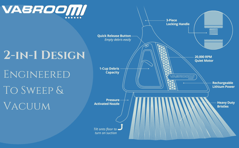 Vabroom Cordless 2-in-1 Sweeper with Built-In Vacuum