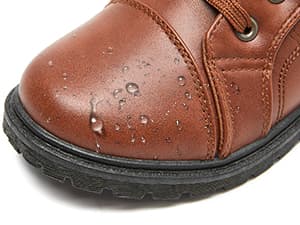 FRACORA Women's PU Leather Combat Boots Warm Fur Lined Black Ankle Booties Side Zipper White Boots Non-slip Winter Boots