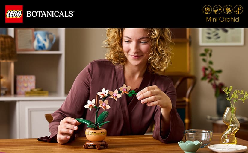 LEGO Botanicals Mini Orchid Building Set - Artificial, Fake Orchid for Home Decor, Adults Ages 18+ - Gift for Birthdays - Indoor Plant Decorations for Table, Desk, Office - 10343