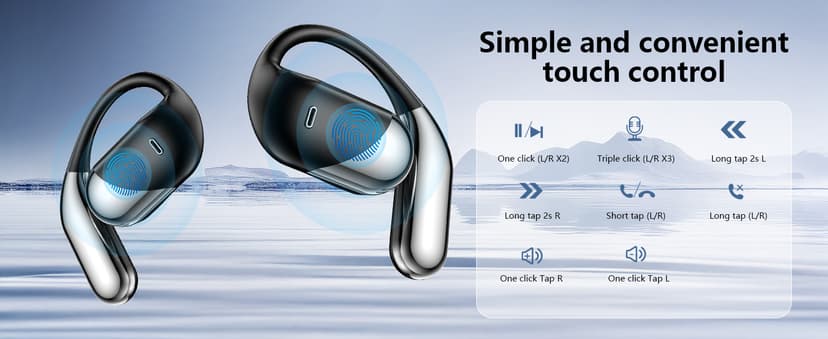 Open Ear Wireless Earbuds Headphones, Bluetooth Built-in Mic,Waterproof, LED Display Charging Case,on Ear Hooks clip Ear Buds,Ultra-Comfort Earphones Design for Running Fitness workout office gym