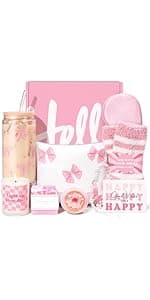 Gift Baskets for Women, 9pcs Unique Happy Birthday Gifts for Women, Best Mothers Day Christmas Gifts Get Well Soon Basket Appreciation Ideas Box w/Tumbler Her Mom Sister Friend Friendship Teacher