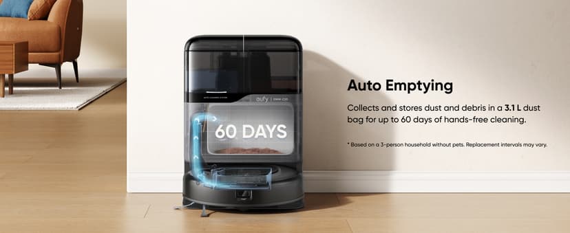 eufy Omni C20 Robot Vacuum and Mop Combo, All-in-One Station, Auto Mop Washing and Auto Drying for Hands-Free Cleaning, 7000 Pa Powerful Suction, Self Emptying, 3.35-Inch