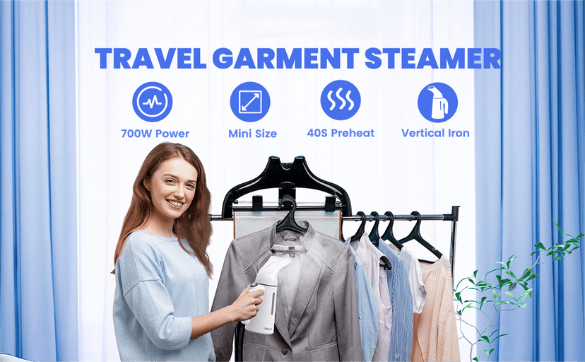 Blesgam Steamer for Clothes 700W, Fast Heat-up in 40S, 120ML Water Tank, 25g/min Strong Penetrating Steam, Portable Clothes Steamer Iron for Travel and Home(GY169)
