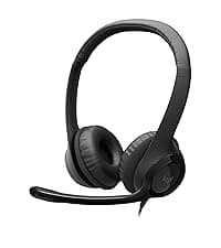 Logitech H390 Wired Headphones with Mic, USB-A Headset with Microphone for PC, Noise Cancelling Microphone for Video Meetings, Music, Gaming - Black