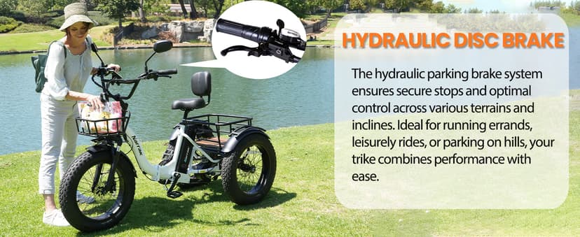 Electric Tricycle for Adults,Fat Tire Folding Electric Trike,3 Wheels Electric Bicycle Bikes, Peak 1350W Step-Thru Etrike with Removable Battery and Large Basket for Women Men