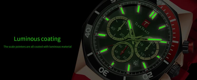 TEARTRACE Watches for Men Luxury Quartz Casual Chronograph 3ATM Waterproof Sport Wrist Watches Multifunctional with Silicone Strap Mens Watches