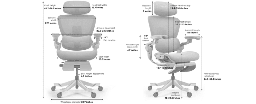 HINOMI H2 Pro Premium Ergonomic Office Chair - Comfy Home Office Desk Computer Chair with Adjustable Back Support, Swivel Wheels, Flip-up Arms, Comfortable Mesh Seat for Desk Work (Gray)