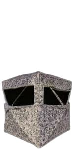 Hawk Reveal Hunting Archery Durable 73" Height Water Resistant Camo Concealing 3 Person Ground Blind with See-Through Mesh Window Panels