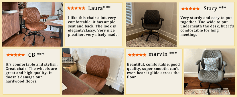 YFO Home Office Desk Chair Office Rubber Casters Ergonomic Computer Chair with Lumbar Support Adjustable Height Rolling Swivel Executive Task Armrests Chair, Brown Leather