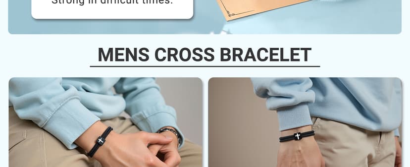 UNGENT THEM Men Adjustable Rope Cross Bracelet - Easter Christmas Christian Baptism Birthday Gifts for Teens