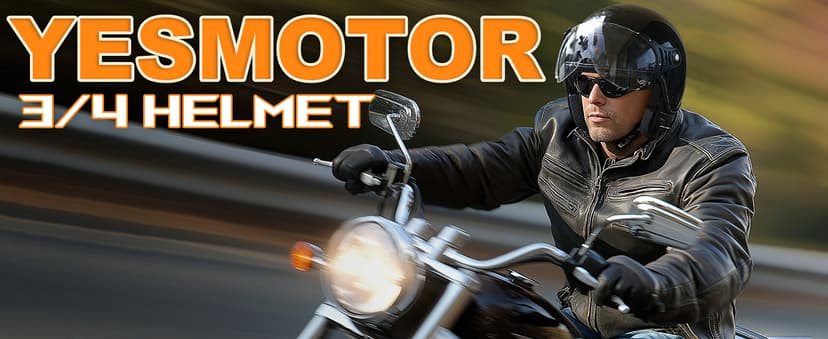 Yesmotor 3/4 Motorcycle Helmets Retro Open Face Vespa Scooters Helmet with Clear Visor for Men and Women- DOT Approved