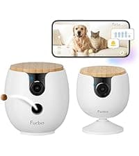 Furbo 360° Dog Camera: Pet Security Cam w/Barking Alerts, Rotating View, Treat Toss w/Phone App, Smart Home Puppy Monitoring, 2-Way Speaker, No Subscription Needed. Standard See, Talk, & Toss Features