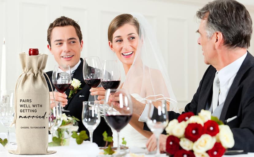 Wedding Party Decorations Getting Engaged Wine Accessory Sets Champagne Bottle Wraps Bags Married Wine Bag Married Gifts for Couples Mr Mrs Marriage Honeymoon Gift B0FMFMHK42
