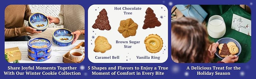 Royal Dansk Holiday Cookie 4 Pack, Exclusive Amazon Multipack of Original Danish Butter Cookies, Festive Tins for Christmas Gifts, Made with Real Butter, Non-GMO Ingredients