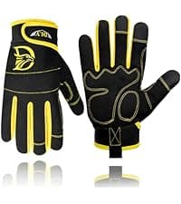 DLY Winter Work Gloves for Men, Water-Resistant, Insulated, Puncture and Abrasion Resistant, Cowhide Leather with Warm Thinsulate Lining for Cold Weather, Large, Yellow, New