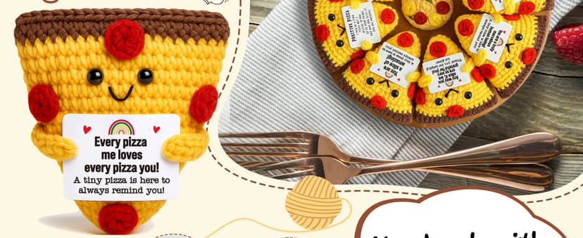 Romantic Gift For Couple Boyfriend Girlfriend Cute Handmade Crochet Pizza For Anniversary Valentine’s Day Love Gifts For Husband Wife Partner Small Birthday Gift Idea for Couples Pizza Decor