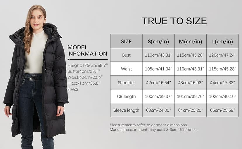 ANYIELIEMO Women’s Thick Long Goose Down Coat Hooded Warm Winter Down Puffer Parka Jacket with Knee-Length Coverage