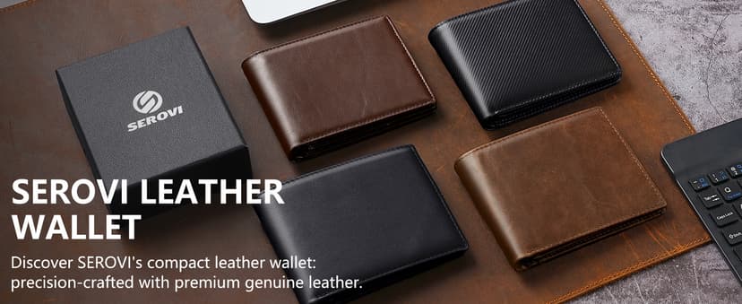 Serovi Genuine Leather Wallet for Men Bifold RFID Blocking Wallets with 12 Card Slots, 2ID Window & 2 Cash Pocket - Includes Gift Box (Coffee Brown)