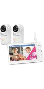 VTech Baby Monitor No WiFi – 19Hr Video Battery, 1000ft Range, Night Vision, Two-Way Talk, Temperature Sensor, Sound-Activated Screen, Lullabies | VM819