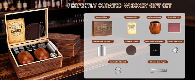 Premium Whiskey Glass Set, Unique Whiskey Gifts for Men, Perfect Gifts for Whiskey Lovers, Dad, Husband and Brother Charred Wooden Bourbon Drinking Glass, Bourbon Gifts for Men, 2 Pack, 10 oz B0GF1MXF75