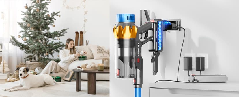 Kermoky Cordless Vacuum Cleaner, 650W 55KPA 70Mins Vacuum Cleaners for Home, Self-Standing Cordless Stick Vacuum with Anti-Tangle, Lightweight Wireless Vacuum for Hardwood Floor/Carpet/Pet Hair