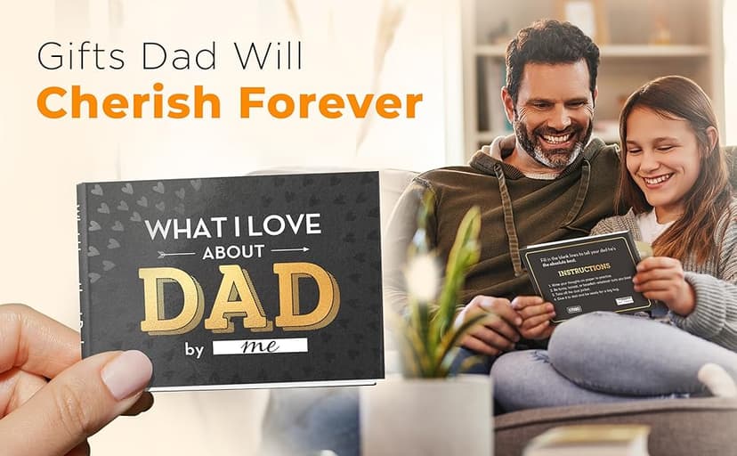What I Love about Dad Book, Fill-in-the-Blank Book for Dad - Father's day Gifts for Dad from Daughter, Son, Kids - Birthday Gifts for Dad, Dad Birthday Gifts - Dad Christmas Gifts, Stocking Stuffer