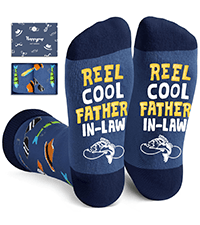 Dark Blue Reel Cool Socks - Funny Gifts For Godfather Step Dad Son In Law Cousin
