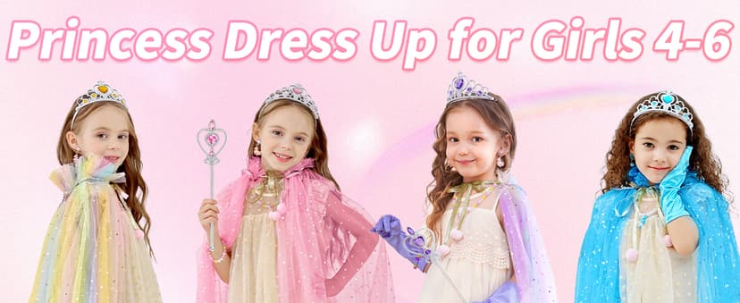 Toddler Dress Up Clothes with Accessories, Princess Toy for Kids Birthday Gift Light Up Princess Dress Up for Girls 3 4 5 6 Years Old B0F1N78G97