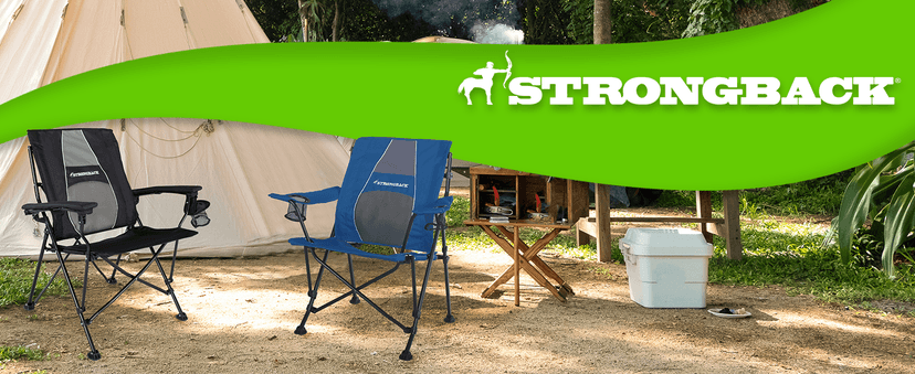 STRONGBACK Camping Chair Guru Heavy Duty Camping Chairs with Lumbar Support - Backpack Folding Camp Chair - Lime Green