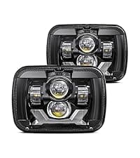 HWSTAR Pair 180W 1000% Bright H6054 5x7 7x6 Led Headlights Compatible with Jeep Cherokee XJ Wrangler YJ DOT Anti-glare DRL Turn Signal Hi/Low Sealed Beam Ford Chevy GMC Toyota Nissan Dodge etc Black