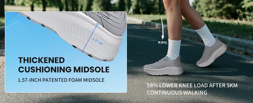 JACKSHIBO Wide Toe Box Shoes Women Slip on Sneakers Slip in Arch Support Plantar Fasciitis Orthopedic for Walking Tennis Athletic Cushion Thick Sole Zero Drop Hands Free Shoes with Metatarsal Pads