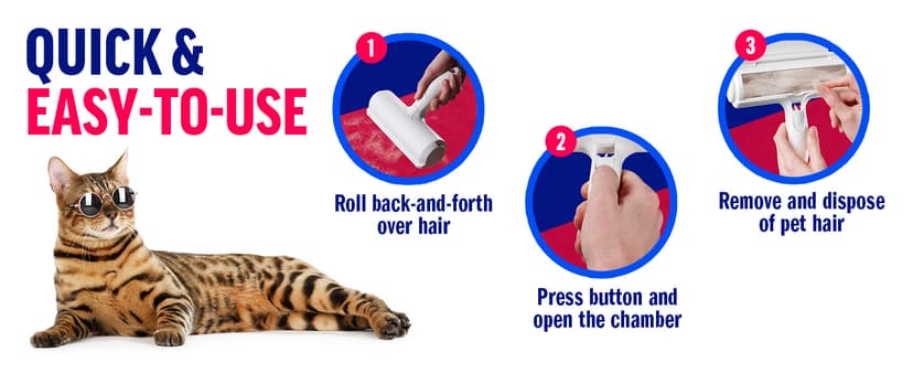 ChomChom Roller Pet Hair Remover – Original Size Reusable Lint Roller for Cat & Dog Hair on Furniture, Couch, Carpet, Car, Rugs & Bedding – Portable, Eco-Friendly (White) B00BAGTNAQ