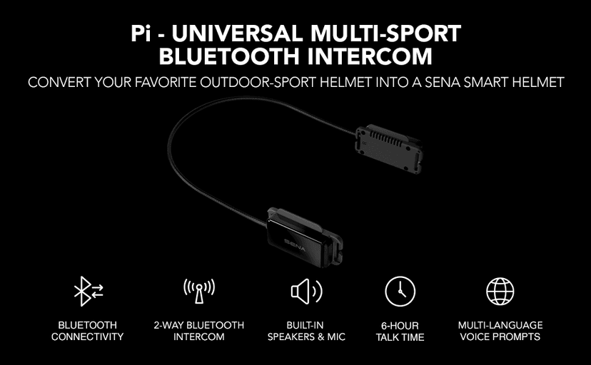 Sena pi, Universal Bluetooth Intercom Headset, Fits Most Cycling and Multi-Sport Helmets