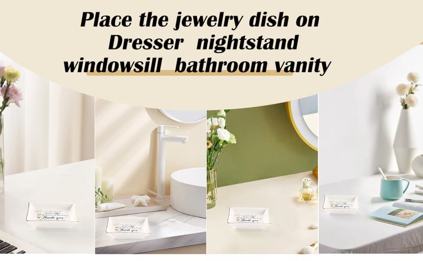 HOME SMILE Ceramic Ring Dish Jewelry Tray for Mom Sister Friends