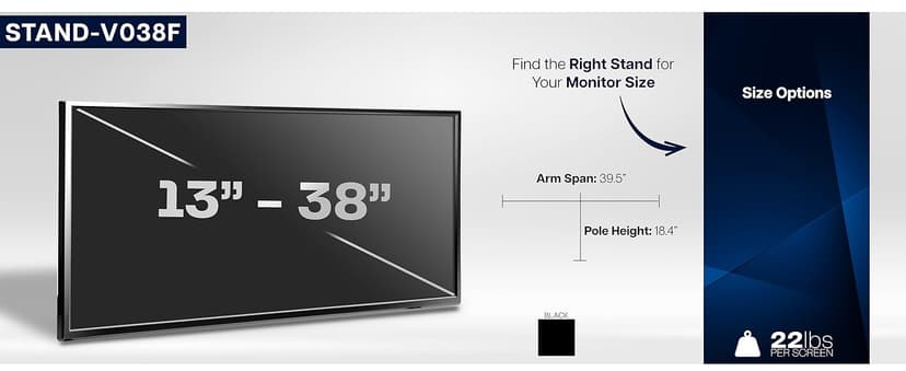 VIVO STAND-V002F Dual LED LCD Monitor Free-Standing Desk Stand for 2 Screens up to 27 Inch Heavy-Duty Fully Adjustable Arms with Max VESA 100x100mm