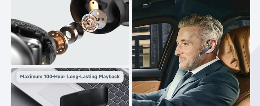 Bluetooth Headset V5.3,100 Hrs Talk Time Single-Ear Earphone, CVC8.0 Noise Cancelling Wireless Earbud, Business Earbud with 500 mAh Charging Case, Hands-Free Earpiece for Trucker/Home/Office Work