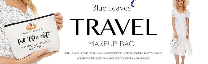 Blue Leaves 50th Birthday Gifts for Women - 1975 Birthday Gifts for Women, 50 Years Old Birthday Gifts Makeup Bag for Mom, Wife, Friend, Sister, Her, Colleague, Coworker(Makeup bag-50th Unicorn)