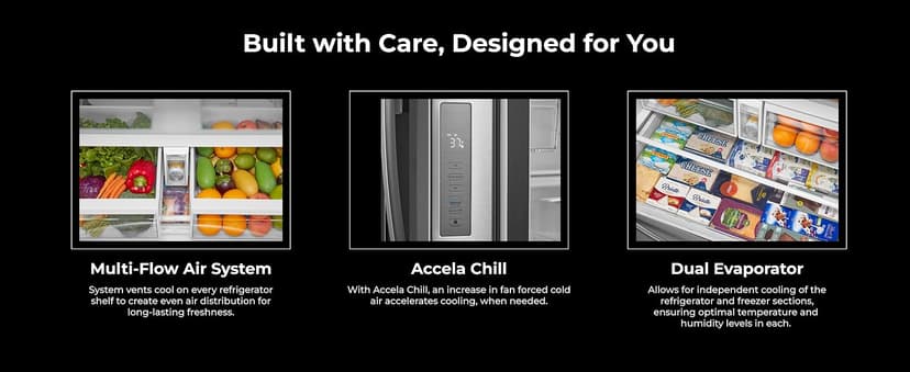 Kenmore 36" French Door Refrigerator with Freezer - Accela Chill, Adjustable Shelving, Dual Evaporator, ENERGY STAR Certified, 28.6 cu. ft. Capacity - Fingerprint Resistant Stainless Steel