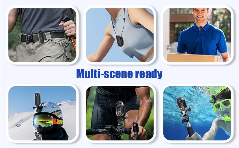 Vauvinmaic 4K Mini Body Camera 64GB, Thumb Size WiFi POV Cam, Waterproof Wearable Hand Free Portable Action Cam, Ultra Wide Angle View, Mount Anywhere for Pets, Cycling, Swimming, Vlogging, Black