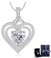 InfinityLove Heart Pendant Necklaces for Women, 2-5 Carat Moissanite Heart Necklace, Anniversary Birthday Christmas Valentine Engagements Mothers Day Jewelry for Wife Her Girlfriend Mom Daughter