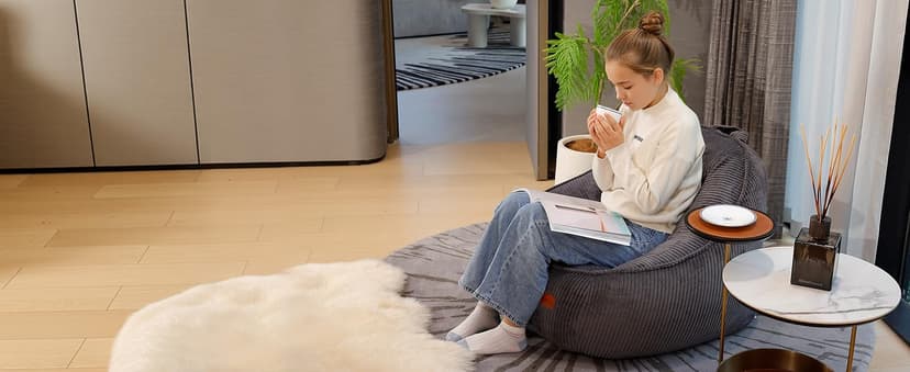 Bean Bag Chair, Cozy Fluffy Beanbag Chairs with Filler for Teens and Kids, Floor Lazy Sofa for Living Room Gaming & Reading (M-Charcoal)