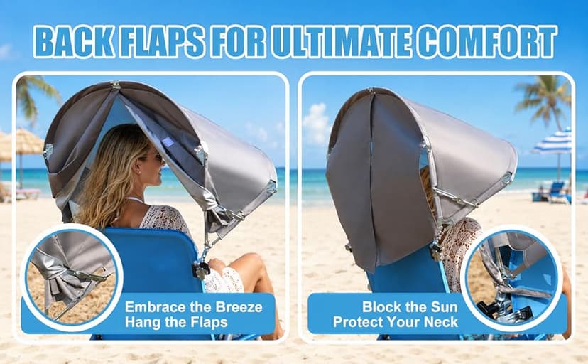 Universal Wind-Resistant Chair Umbrella Canopy, Foldable Portable UPF 50+ Sun Shade Attachment with Adjustable Clamp, Fits Most Beach, Camping, Lawn, Sports, Tanning, Zero Gravity Chairs, Patented