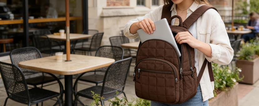 BAGSMART College Laptop Backpack, Travel Backpack for Women, Quilted Casual Daypack, Water-Resistant Bookbag for 15.6 Inch Laptop, Black