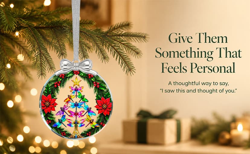 Hanging Ornament for Christmas Tree Decorations- Holiday Keepsake Present Exchange Idea Book Tree Christmas Ornament Unique 2026, Book Lover Gift Glass B0FJMNWGJ9