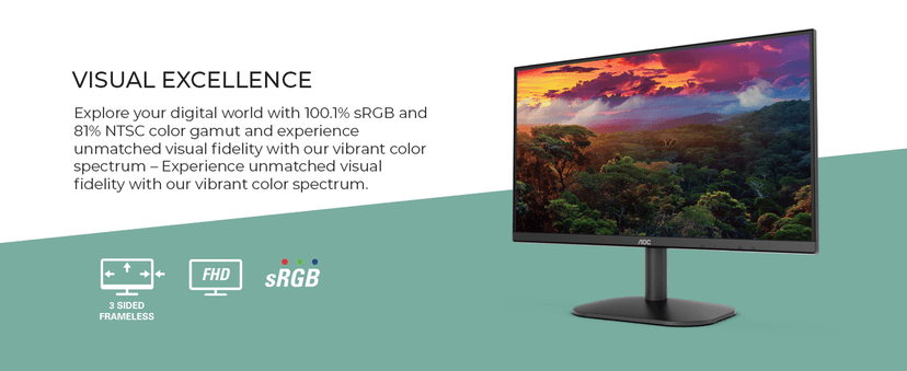AOC 22B35HM23 22" Full HD (1920 x 1080) 120Hz LED Monitor, Adaptive Sync, VGA & HDMI, Flicker-Free, Low Blue Light, HDR Ready, VESA, Tilt Adjust, Eco-Friendly