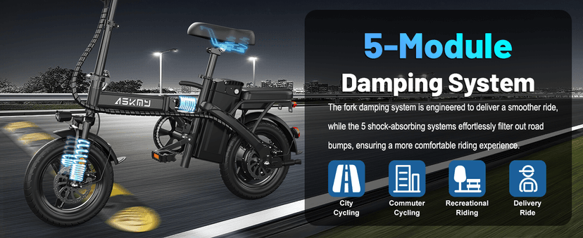 Foldable Electric Bike for Adults and Teens, 700W Peak Motor Ebike with 30-60 Miles PAS Range, 14" Folding Mini E Bike for Commute, Electric Bicycle with 48V Removable Battery